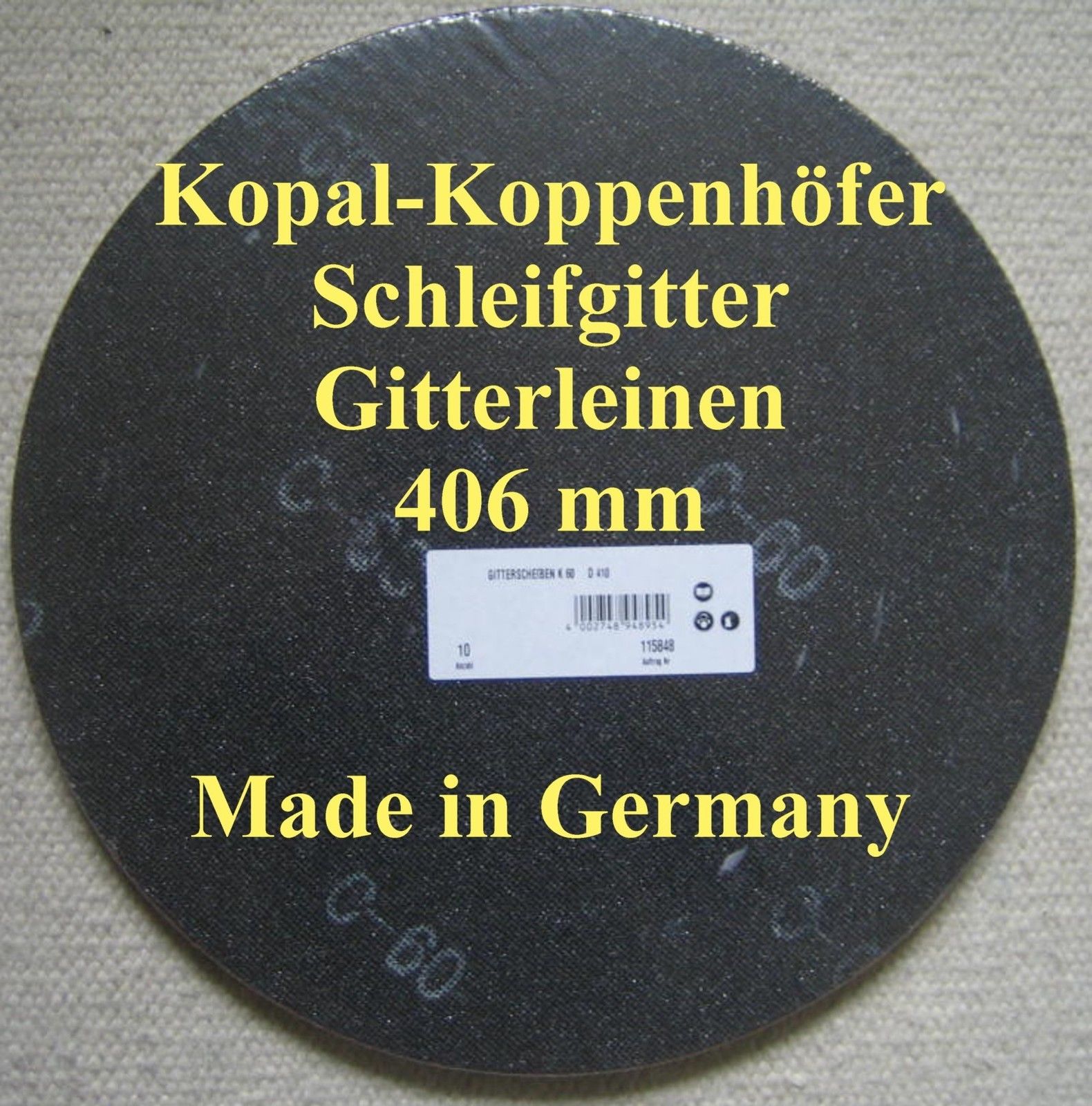 Schleifgitter/Gitterleinen Korn 80 <br><b>Ø 410 mm</b>